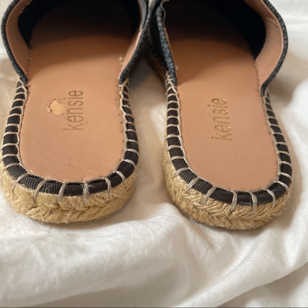 Kensie Hensley Faux Snake Skin Embossed Espadrille Mule Slip On Sandal Black 7 - Picture 8 of 14